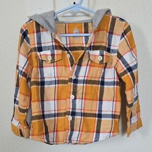 Wonder Nation Kids Plaid Button Down Shirt - Yellow, White, and Gray